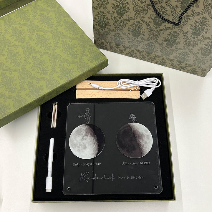 🌔 Lampe LED personnalisée avec phases lunaires inscriptibles