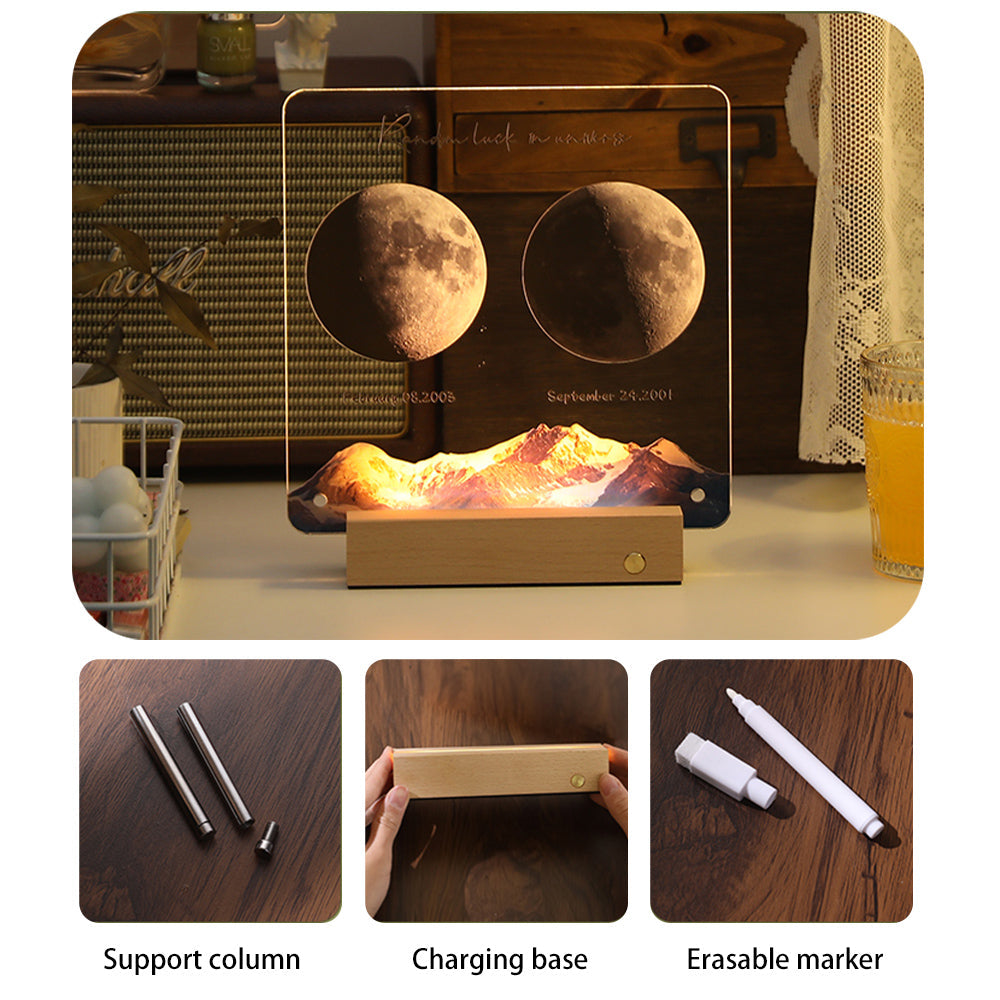 🌔 Lampe LED personnalisée avec phases lunaires inscriptibles