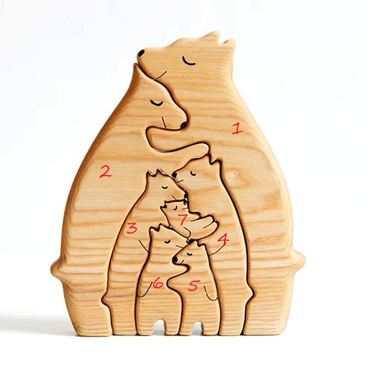 2-10 Prénoms🐻Puzzle familial d'ours en bois