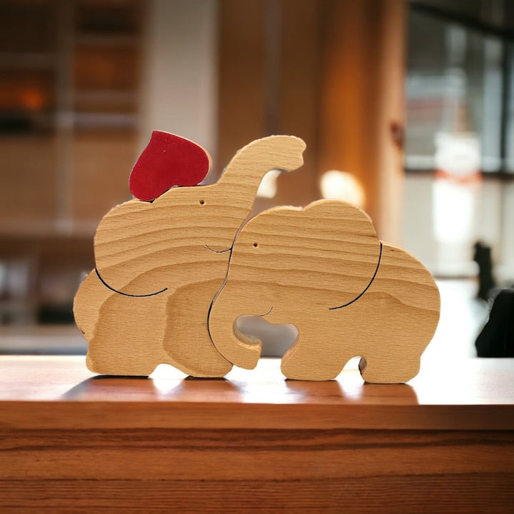 2 Noms personnalisés jouet puzzle éléphant en Bois pour Couple