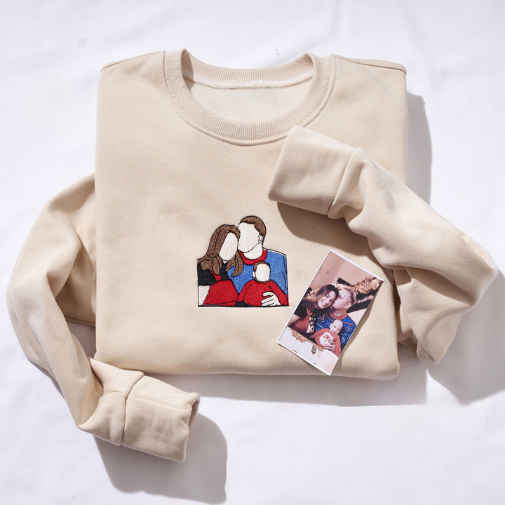 Sweat-shirt brodé hiver Couple Personnalisation photos