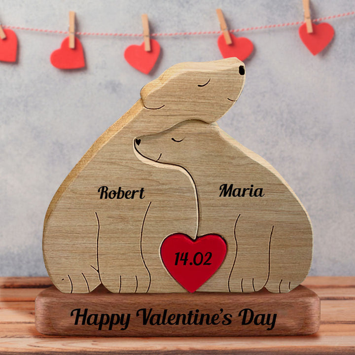 Couple d’ours en bois – Sculpture d’animaux en bois