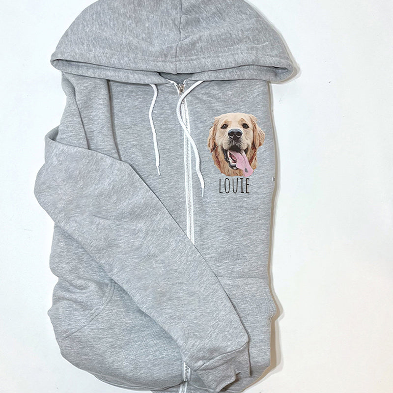 Sweat à capuche zippé personnalisé Pet Portrait - Unisexe