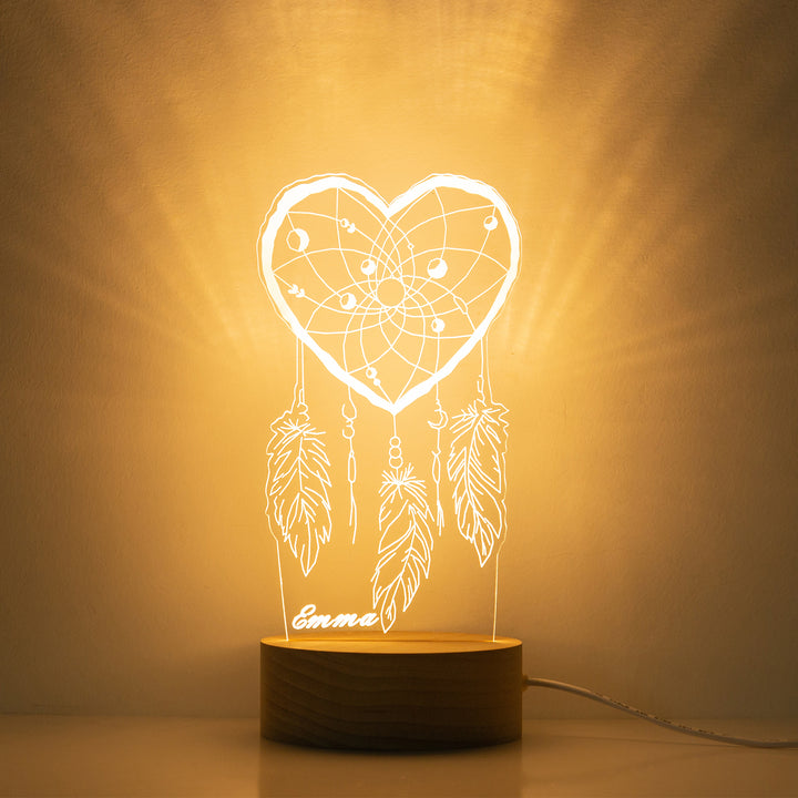 Lampe de chevet En forme de coeur Attrape-rêves LED Lumières coloréese personnalisée