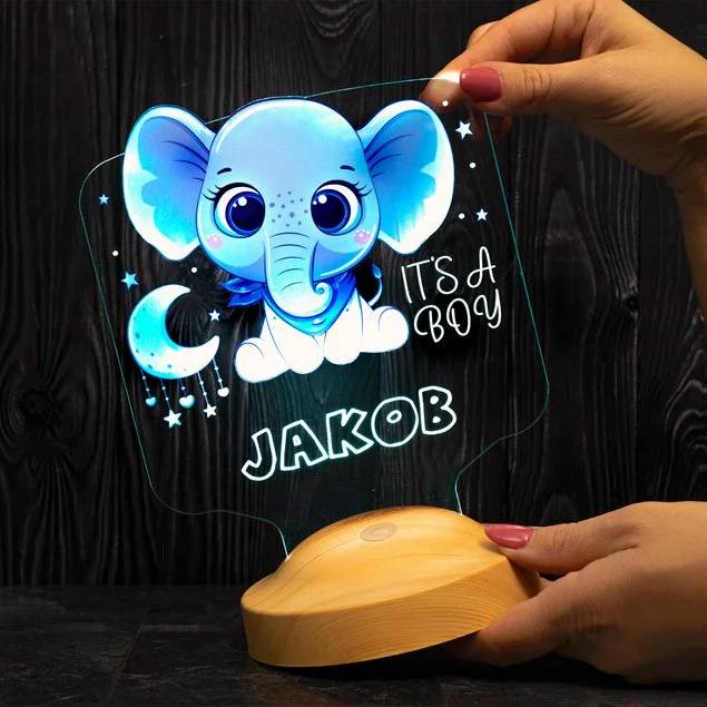 Lampe de table de chevet éléphant personnalisée pour les enfants