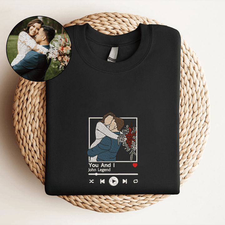 Sweat-shirt brodé hiver Couple Personnalisation photos