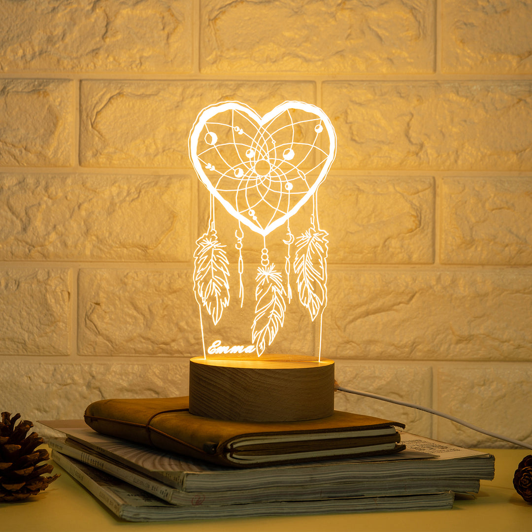 Lampe de chevet En forme de coeur Attrape-rêves LED Lumières coloréese personnalisée