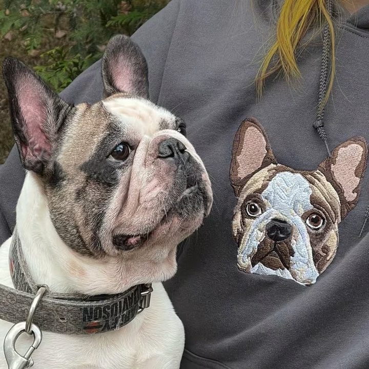 Sweat-shirt portrait d’animal brodé personnalisé Broderie de couleur