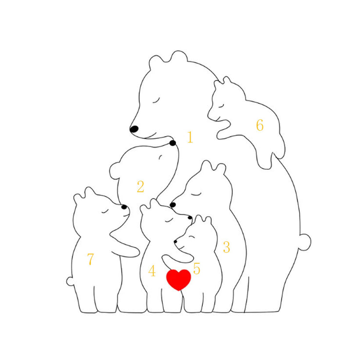 2-8 Prénoms 🐻 Puzzle familial d’ours en bois pour parent seul