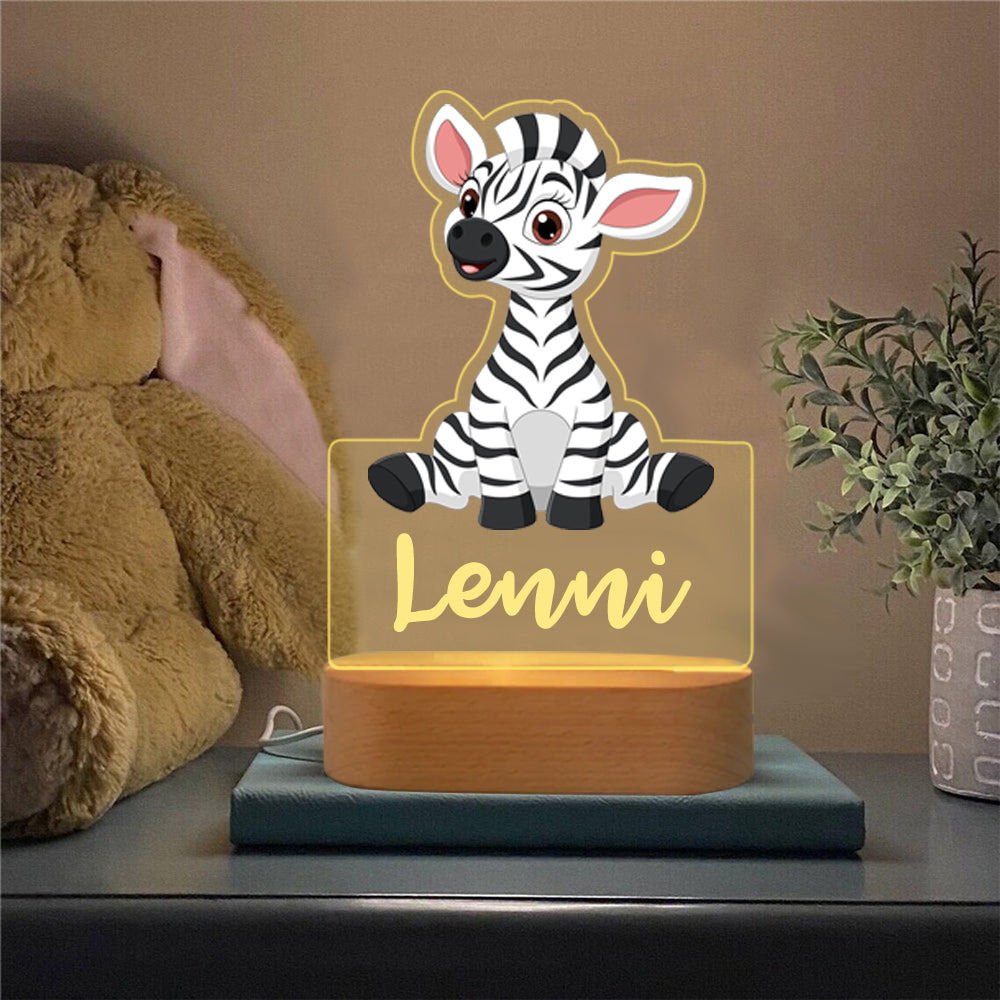 Lampe de chevet 27 animaux Prénom personnalisé LED Lumières