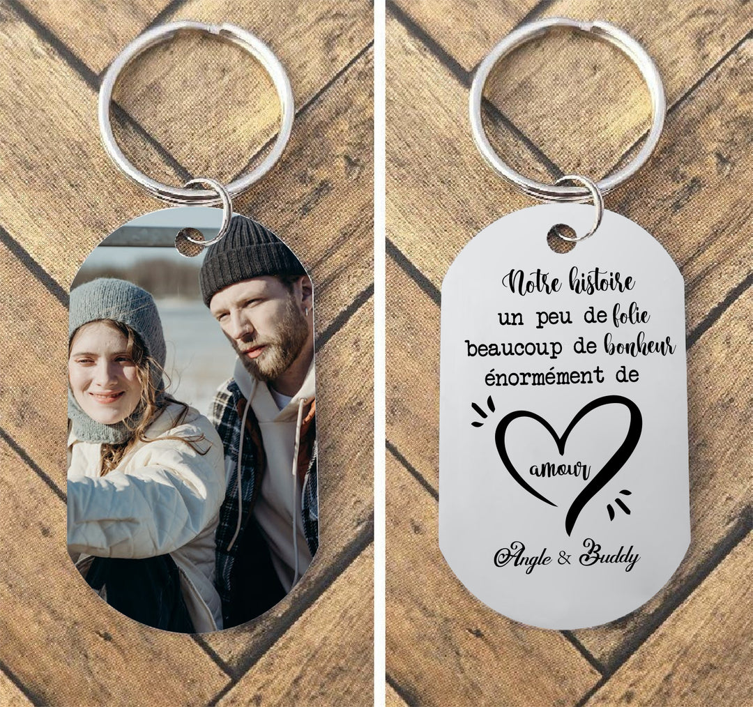 Porte-Clés 1 Prénom et 7 styles Personnalisé Pour Couple