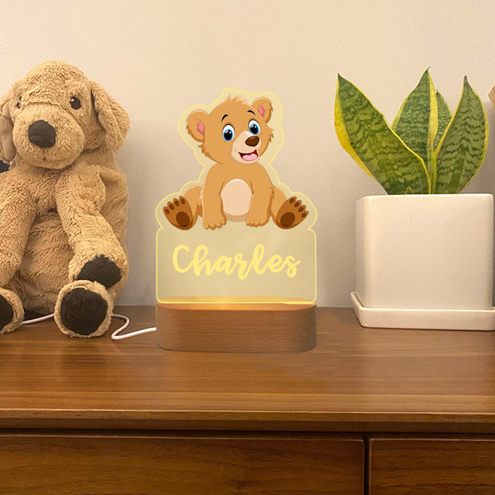 Lampe de chevet 27 animaux Prénom personnalisé LED Lumières