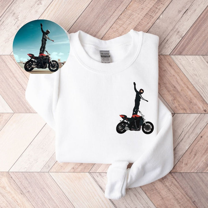 Sweat-shirt de dessin personnalisé | en velours d'hiver | les passionnés de voitures | moto