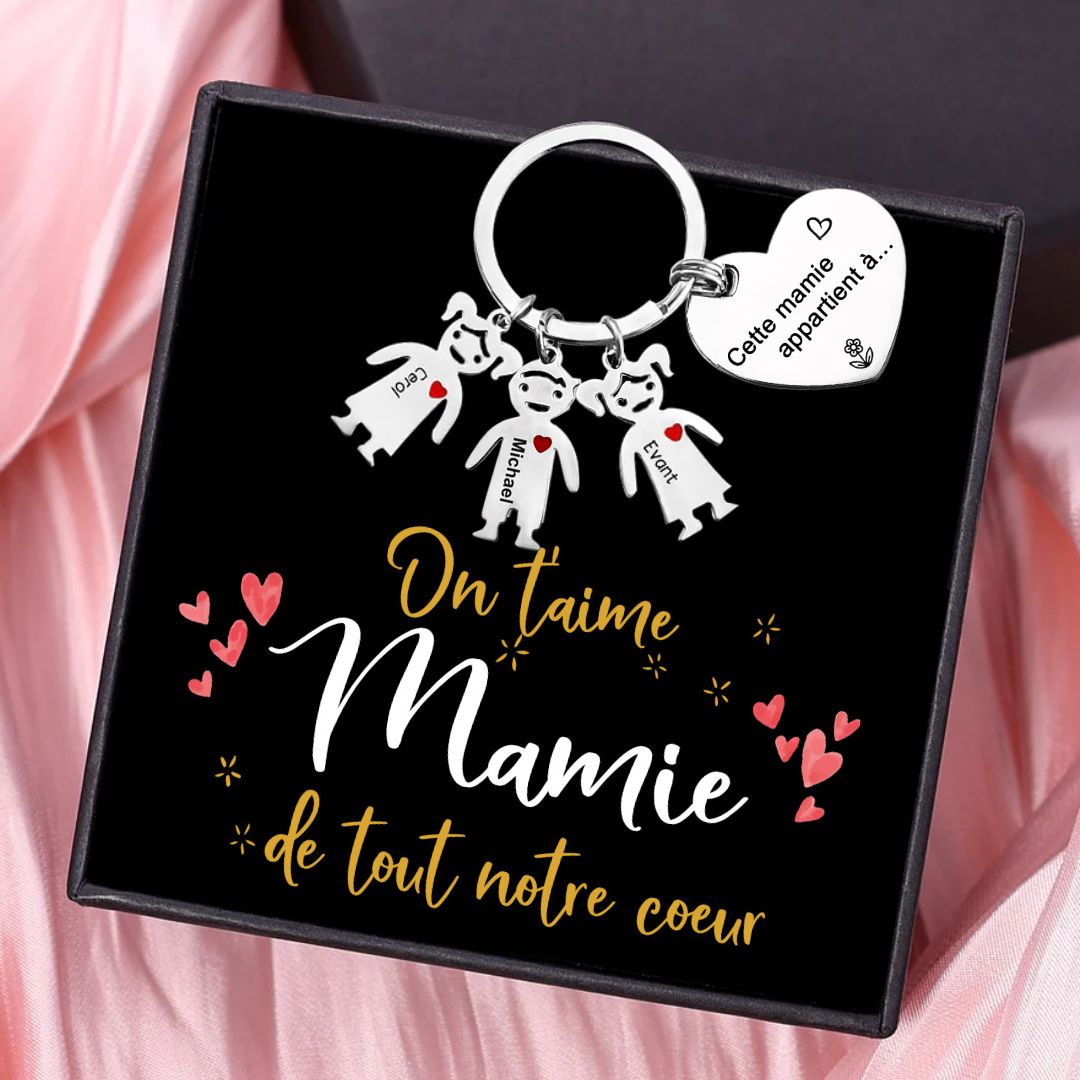 Porte-Clés Personnalisés À Ma Mamie avec Breloques Enfants