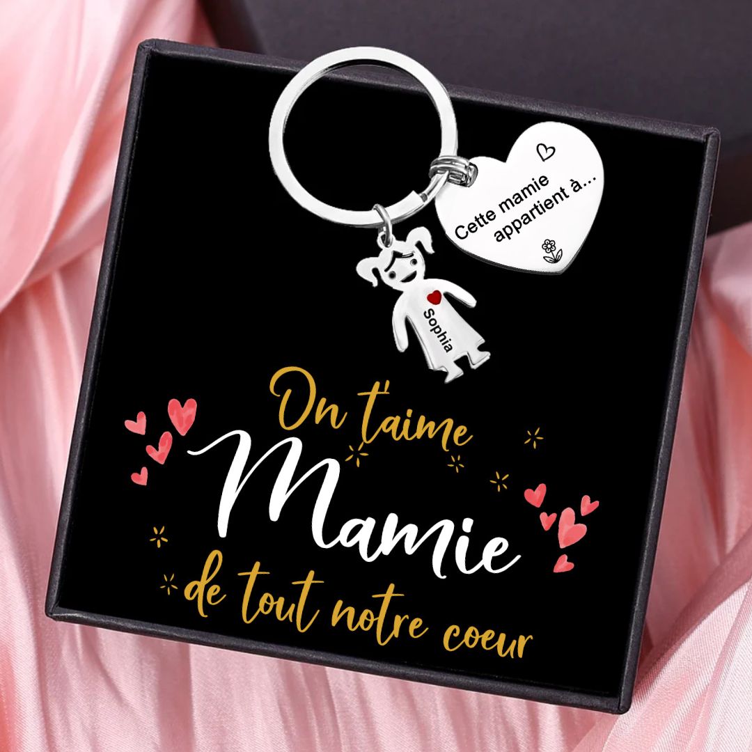 Porte-Clés Personnalisés À Ma Mamie avec Breloques Enfants