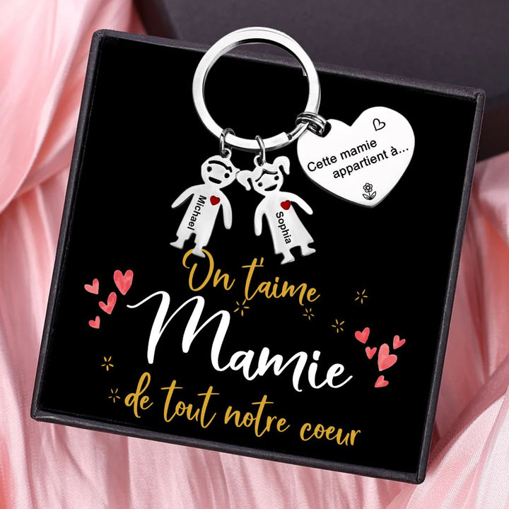 Porte-Clés Personnalisés À Ma Mamie avec Breloques Enfants