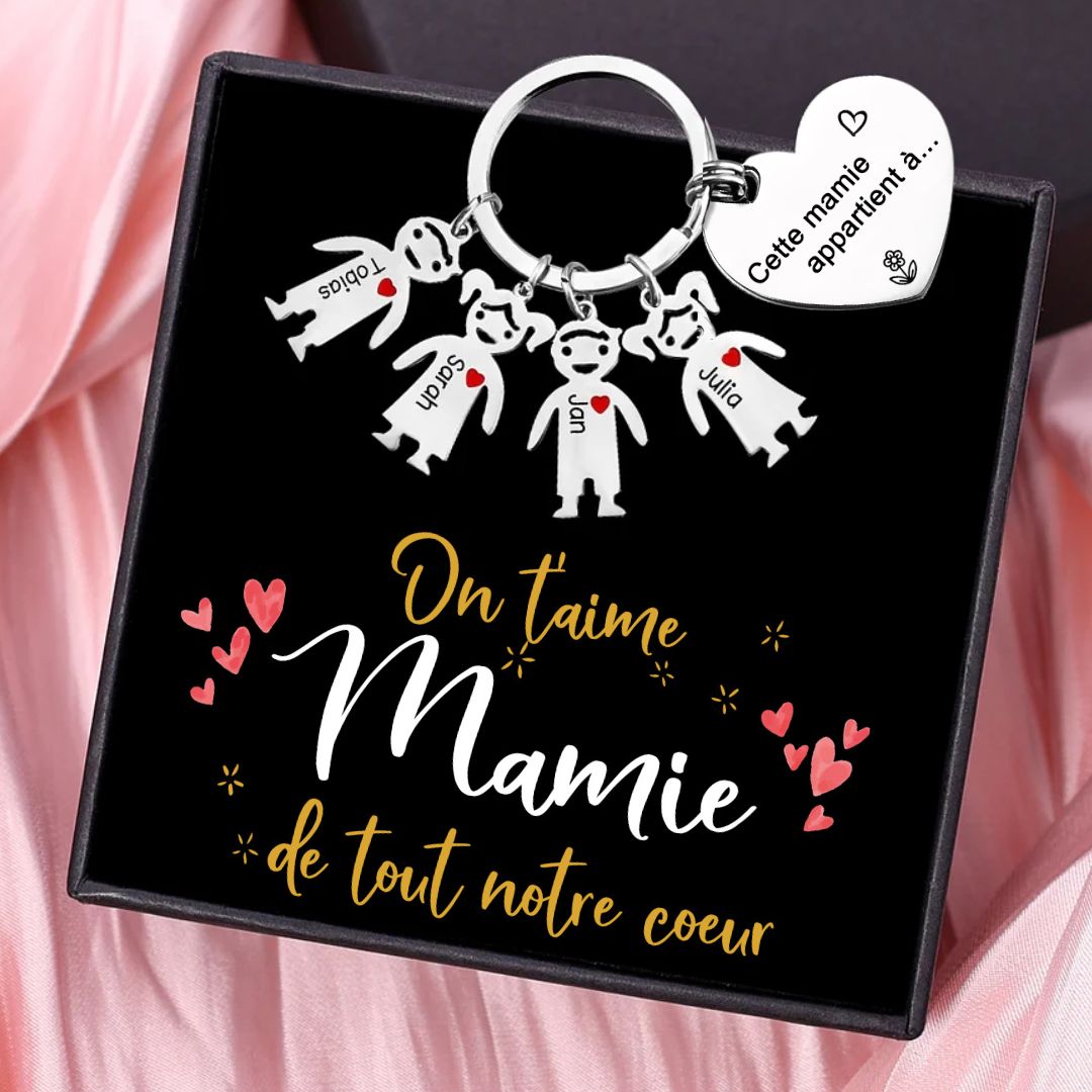 Porte-Clés Personnalisés À Ma Mamie avec Breloques Enfants