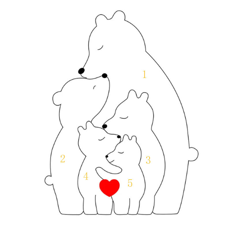 2-8 Prénoms 🐻 Puzzle familial d’ours en bois pour parent seul