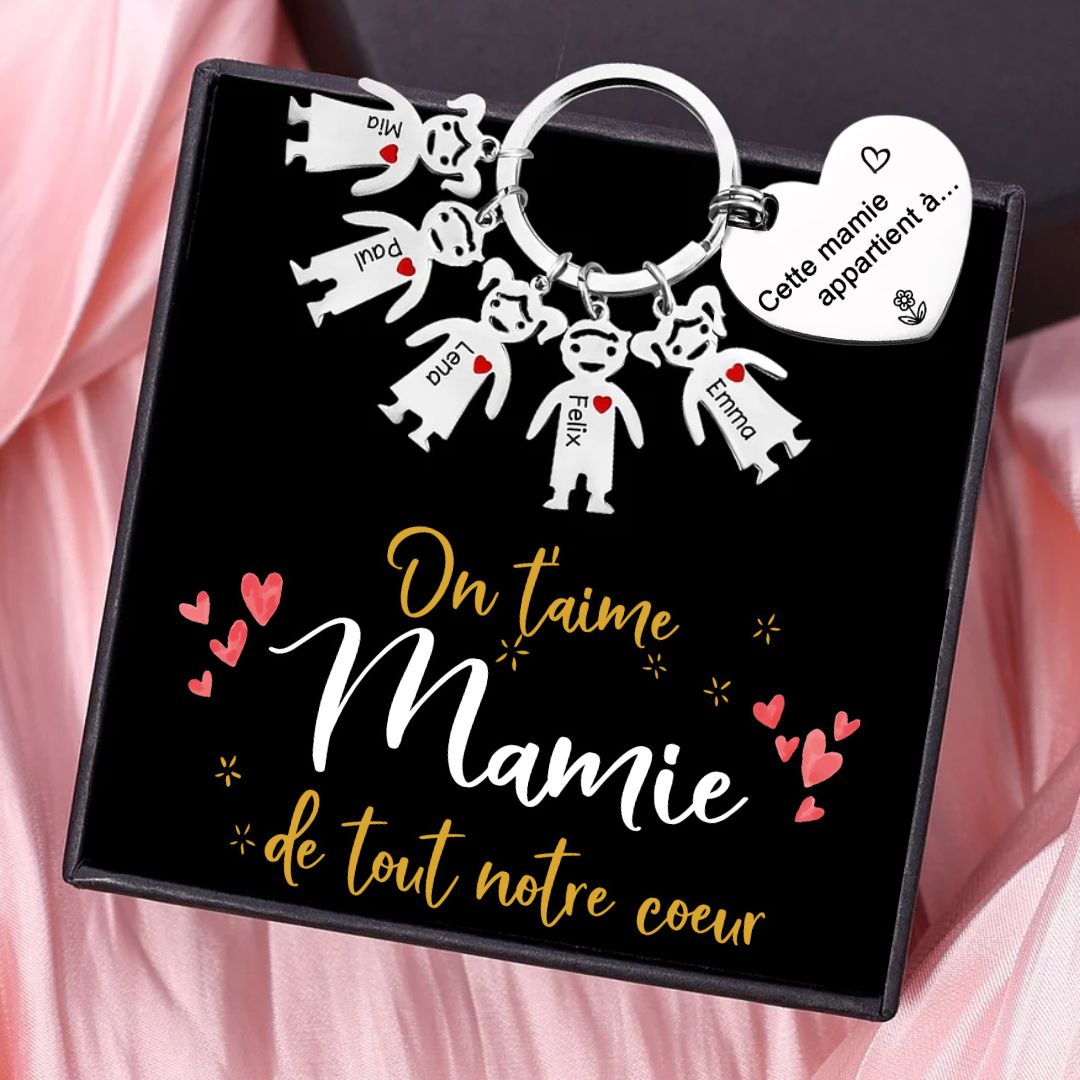 Porte-Clés Personnalisés À Ma Mamie avec Breloques Enfants