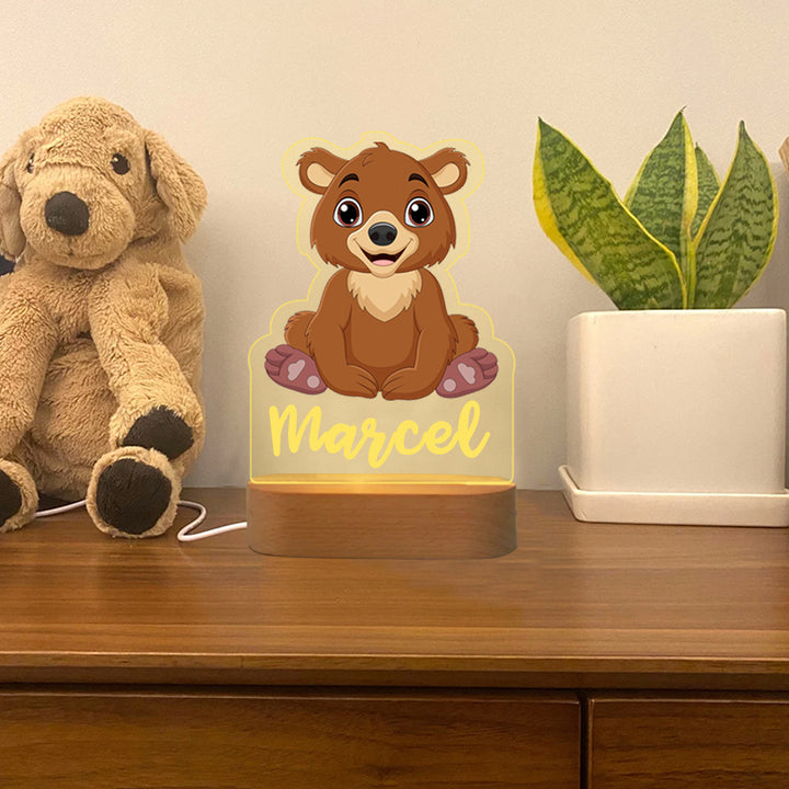 Lampe de chevet 27 animaux Prénom personnalisé LED Lumières