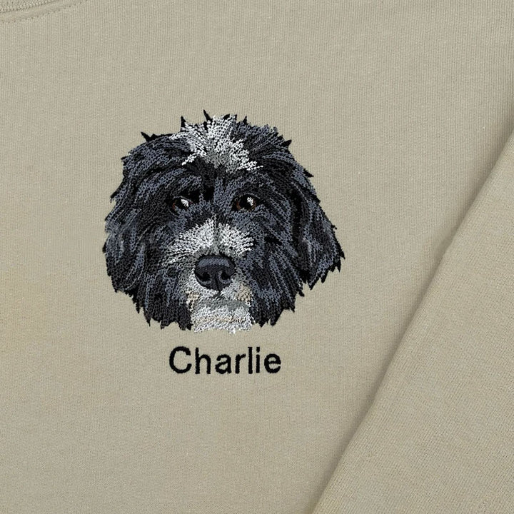 Sweat-shirt portrait d’animal brodé personnalisé Broderie de couleur