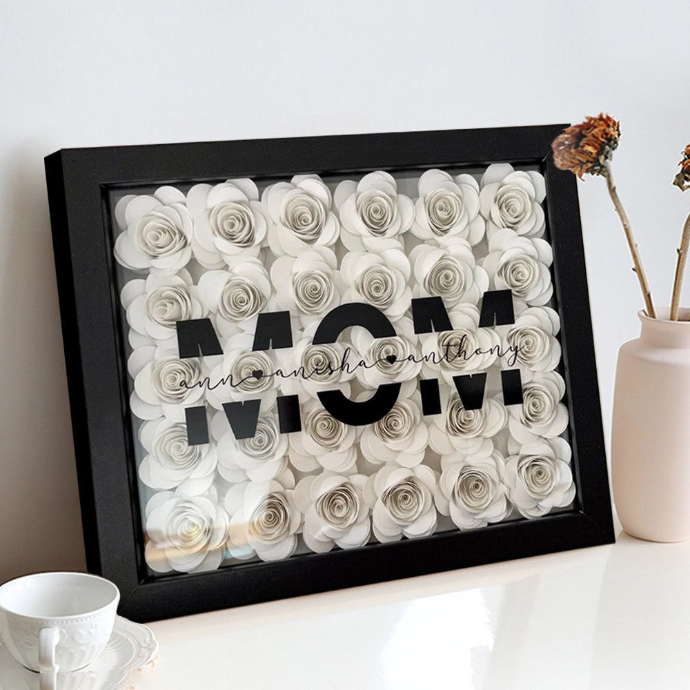 Boîte de fleurs blanches personnalisée - Cadeau floral en papier pour grand-mère et maman