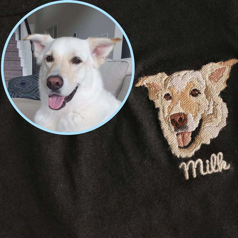 Sweatshirt brodé portrait de chien personnalisé