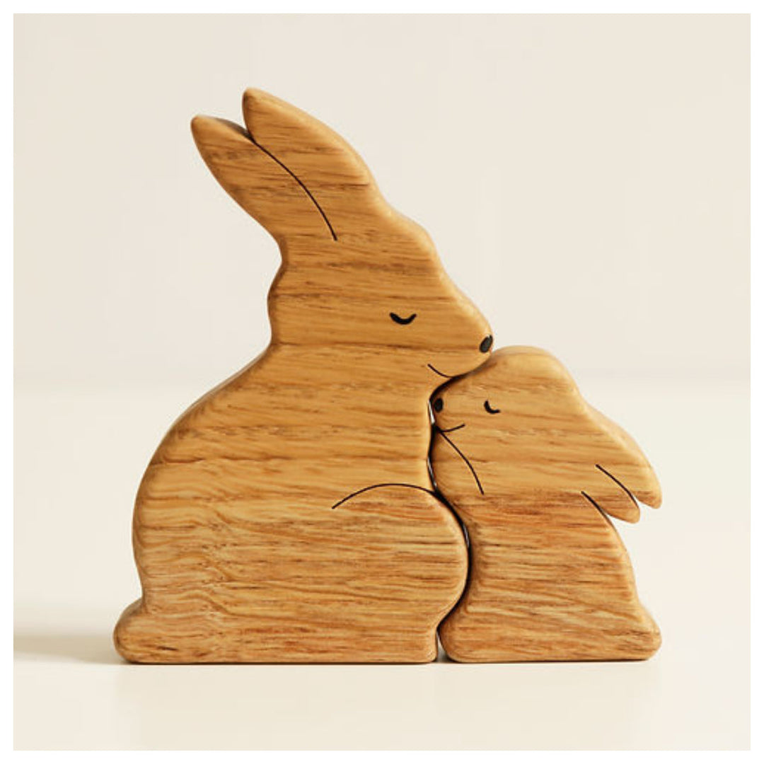 2 Prénoms🐰Puzzle familial de lapins en bois pour parent seul