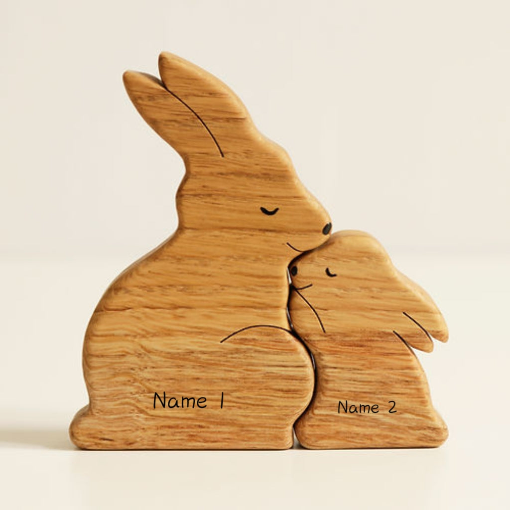 2 Prénoms🐰Puzzle familial de lapins en bois pour parent seul