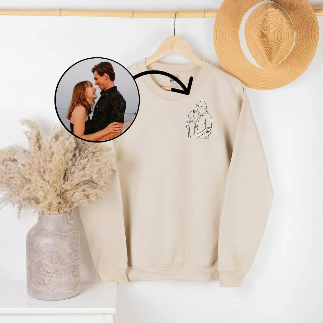 Sweat-shirt et Tshirt photo personnalisé-dessin au trait-Cadeau Saint Valentin