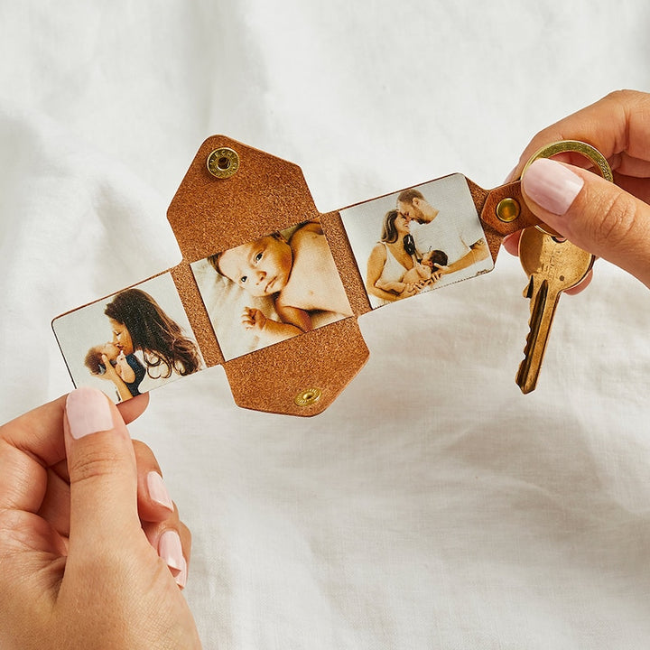 Porte-Clés Enveloppe en Cuir Personnalisée avec Multi-Photos