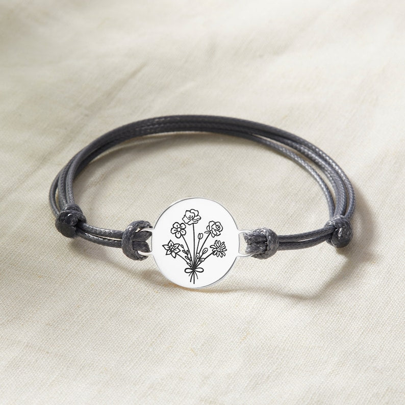 Bracelet de fleur de naissance pour maman - Bracelet personnalisé