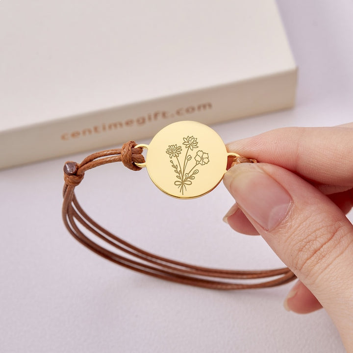 Bracelet de fleur de naissance pour maman - Bracelet personnalisé